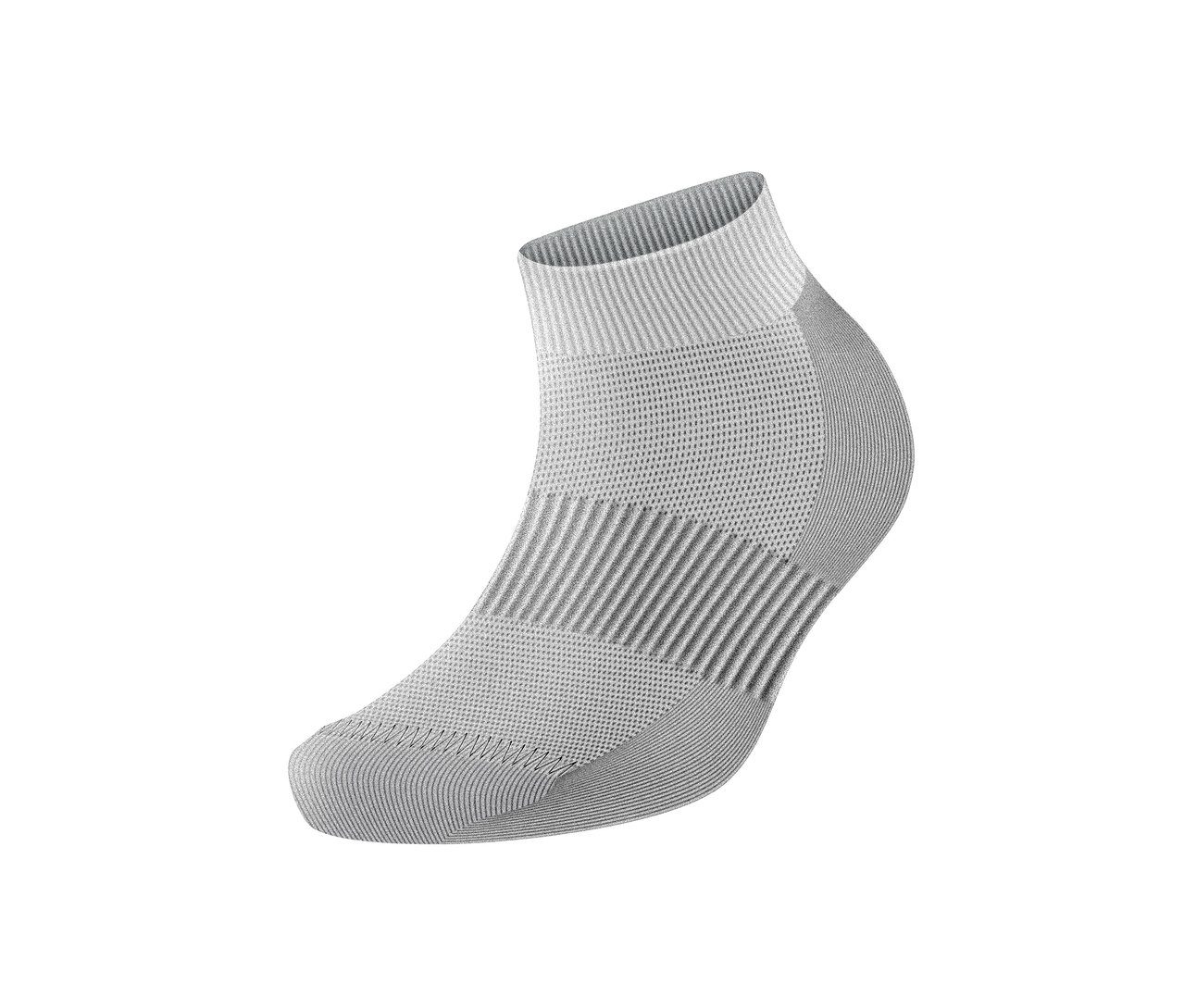 Detailní záběr šedé sportovní funkční ponožky, 2 páry.