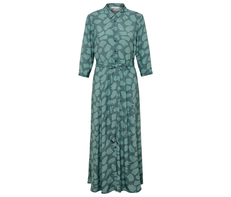 Zelené maxišaty s tříčtvrtečními rukávy a potiskem.