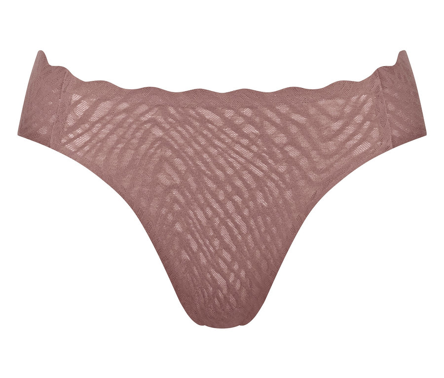 Detail dámských kalhotek sloggi ZERO Feel Bliss High leg, cacao barvy, s vysokým vykrojením.
