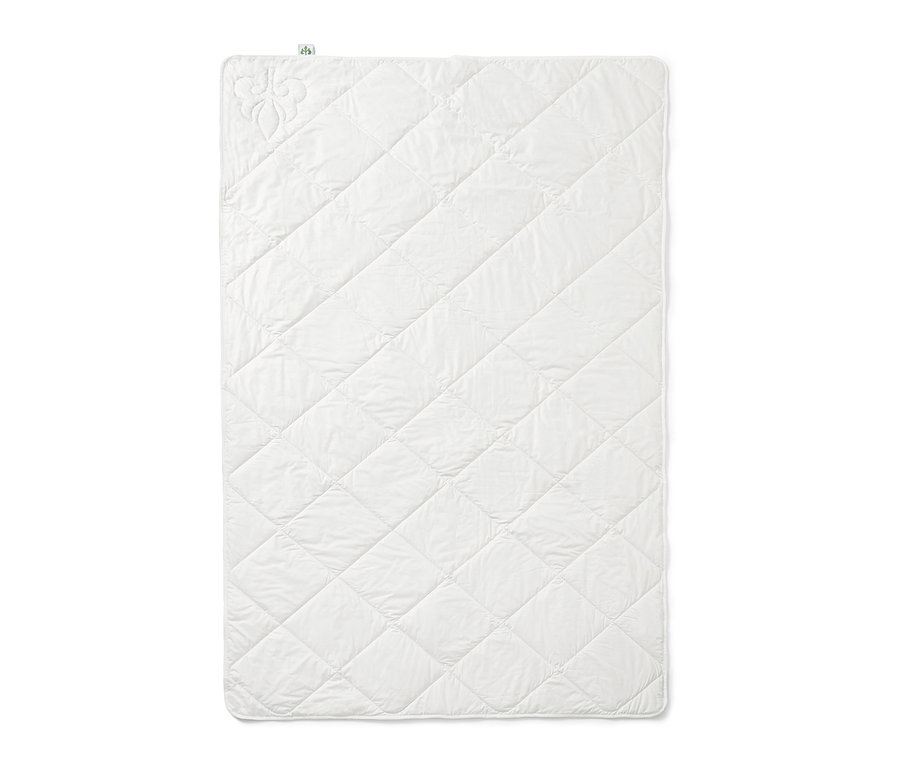 Bílá letní prošívaná přikrývka irisette® greenline z bavlny a lnu s diamantovým prošíváním.