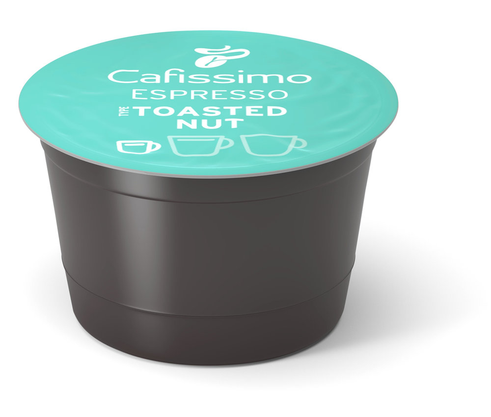 Kapsle Cafissimo Flavoured Espresso - Toasted Nut leží na bílém pozadí.