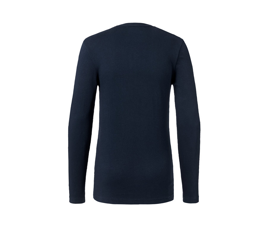 Tmavě modré triko henley »Mustang« s dlouhým rukávem zezadu.