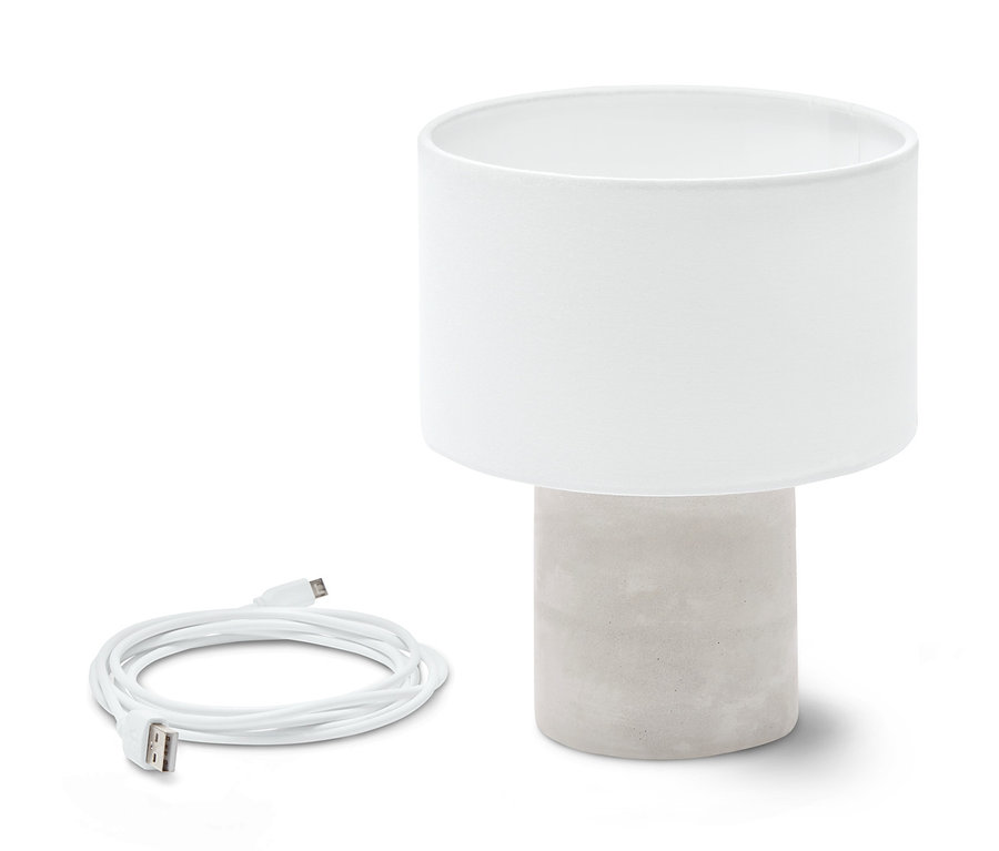 Stolní lampa s LED, akumulátorová a nabíjecí kabel.