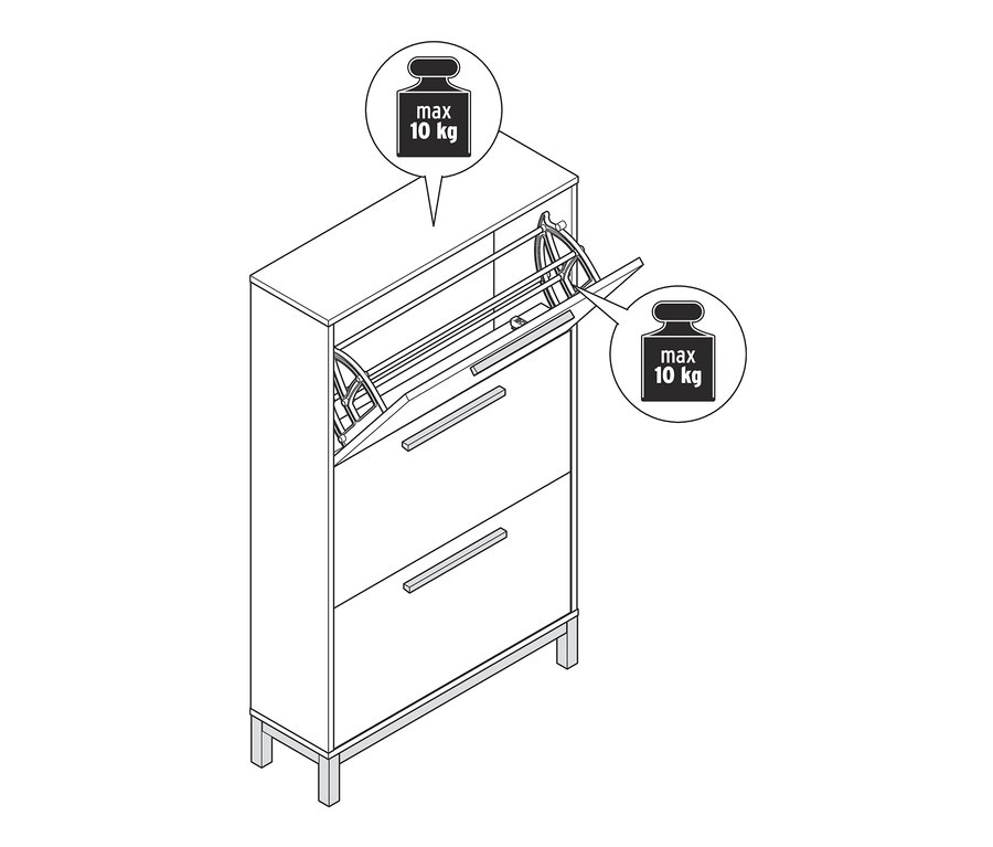 Otevřený botník »Eklund« se 3 výklopnými přihrádkami.