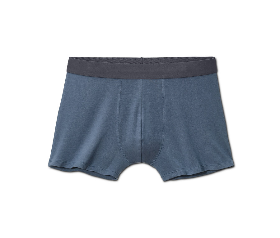 Modré modalové boxerky, 2 ks, s šedým pasem.