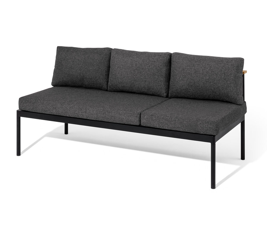 Černošedá jídelní lavice a lehátko »Elin« 2 v 1 se třemi polštáři.