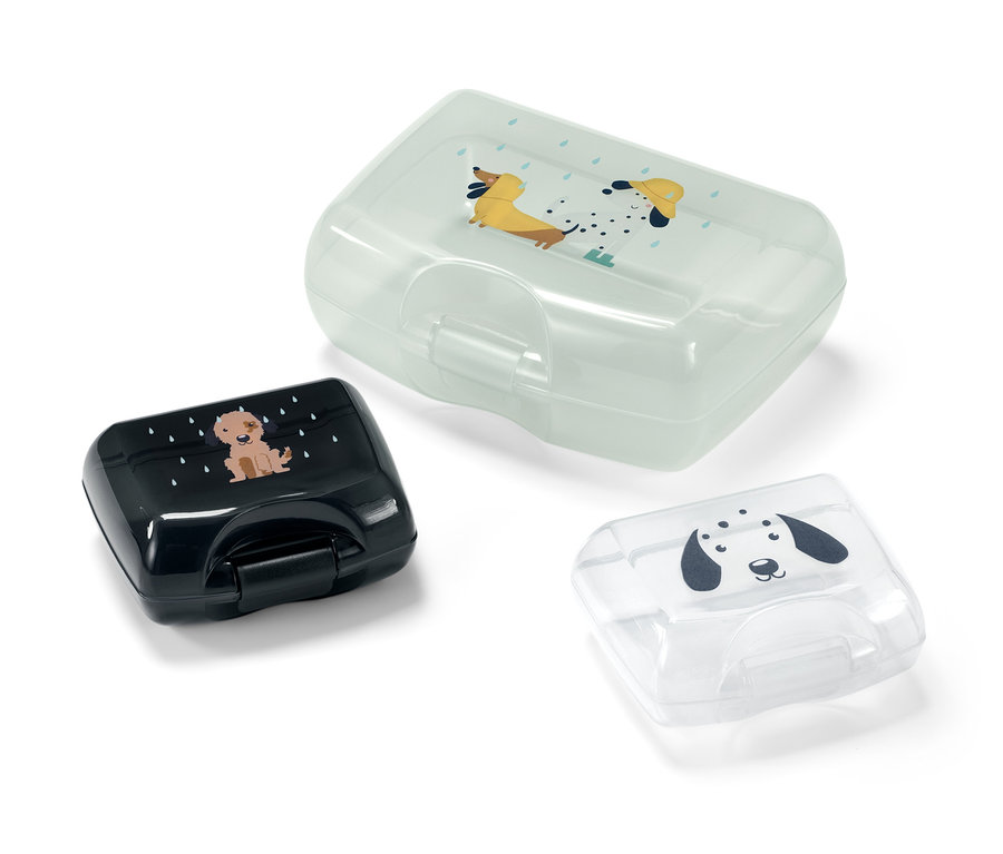 Sada tří dóz na svačinu s potiskem psů.