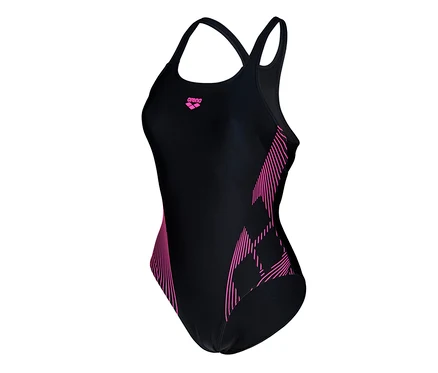 Dámské plavky s podprsenkou arena Feel Lily Swim Pro Back, v černo-růžové barvě.