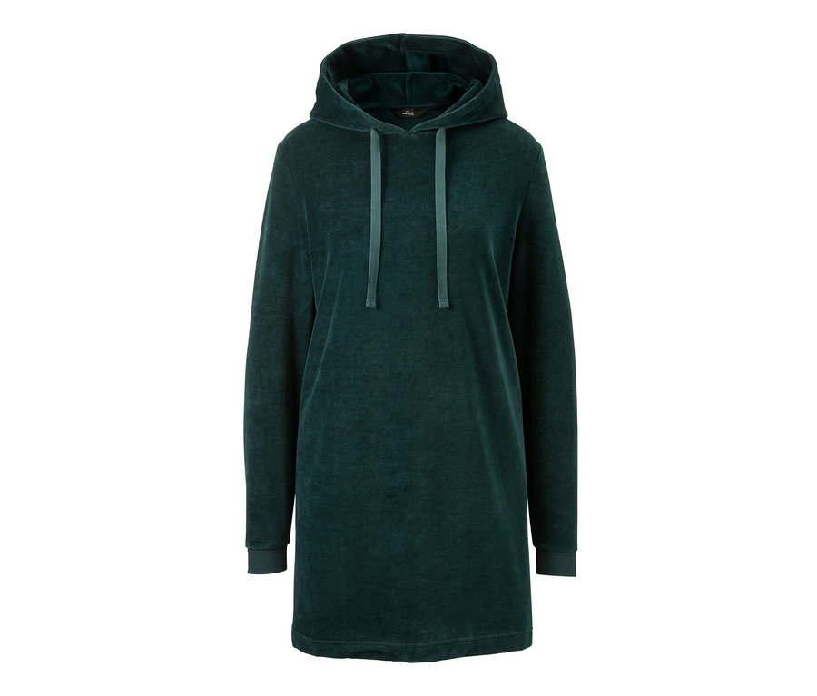 Zelená plyšová mikina s kapucí Měkoučký svetr z plyšové pleteniny.