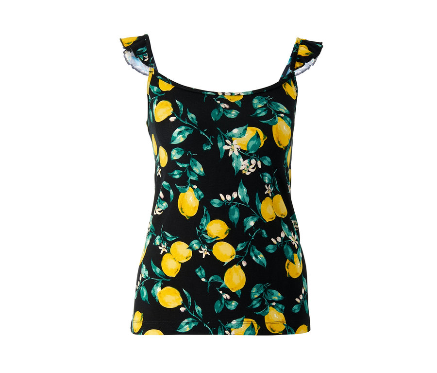 Černé krátké pyžamo s potiskem citronů.