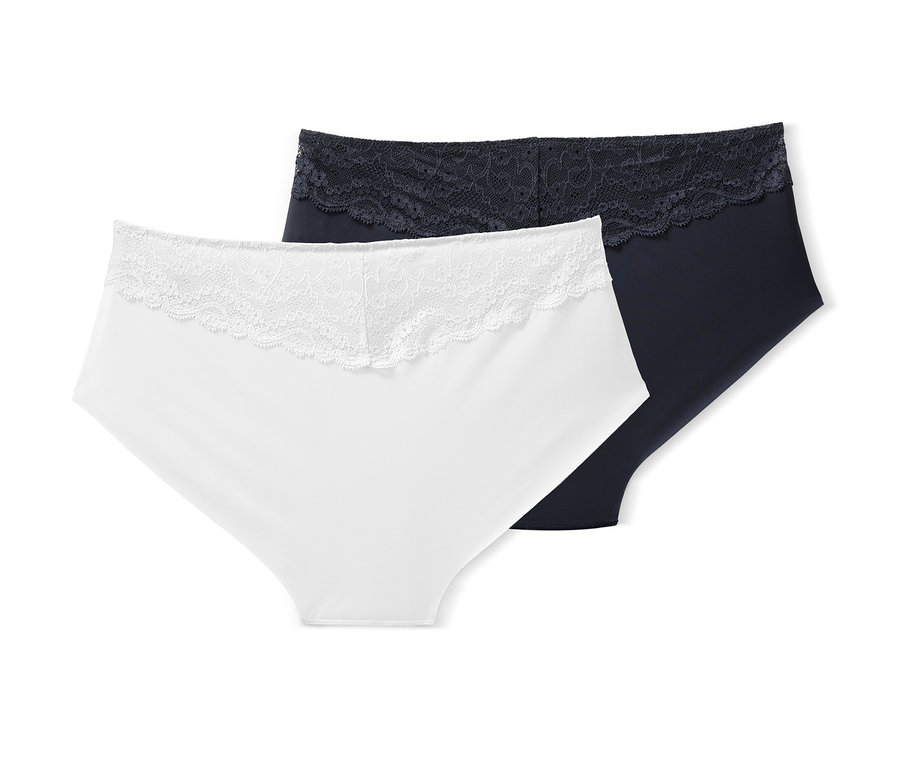 Dvoje kalhotky Magic Cut: bílé a tmavě modré.