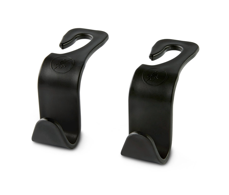 Dva černé háčky na opěrku hlavy.