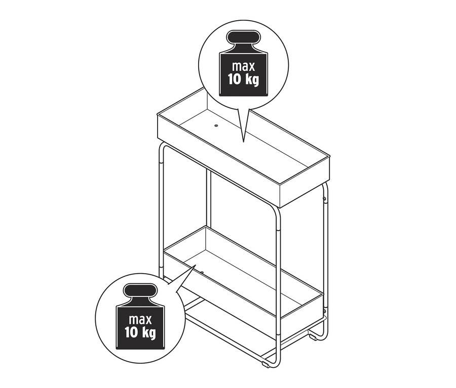 Nákres stojanu na květiny a modrého plantboxu. Maximální nosnost 10 kg.