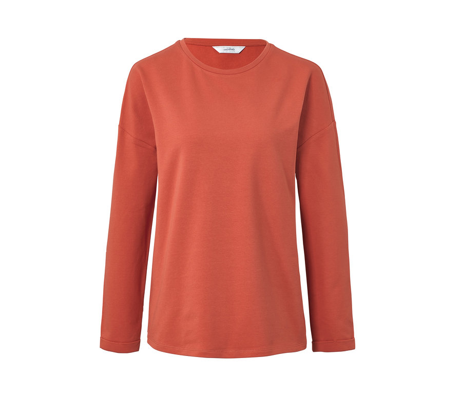 Oranžová mikina se 3/4 rukávy.