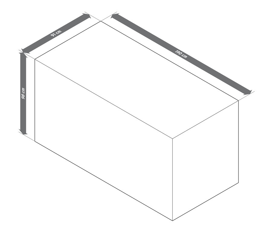 Rozměry prémiového obalu na velké pohovky: 91 cm x 98 cm x 190 cm.