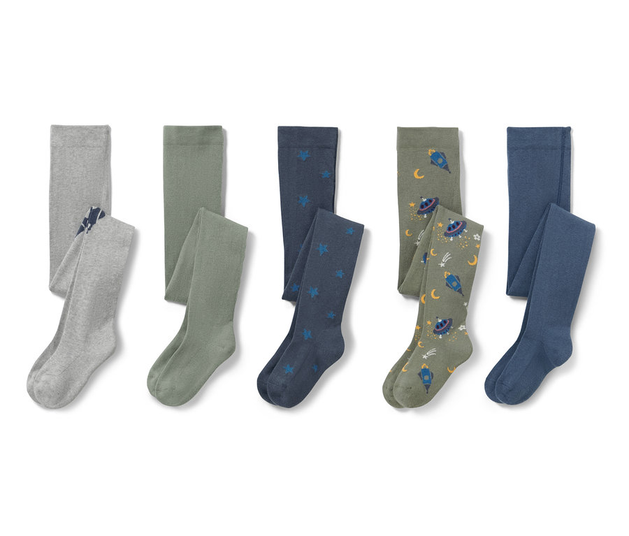 Pět párů bavlněných punčocháčů s motivem vesmíru.