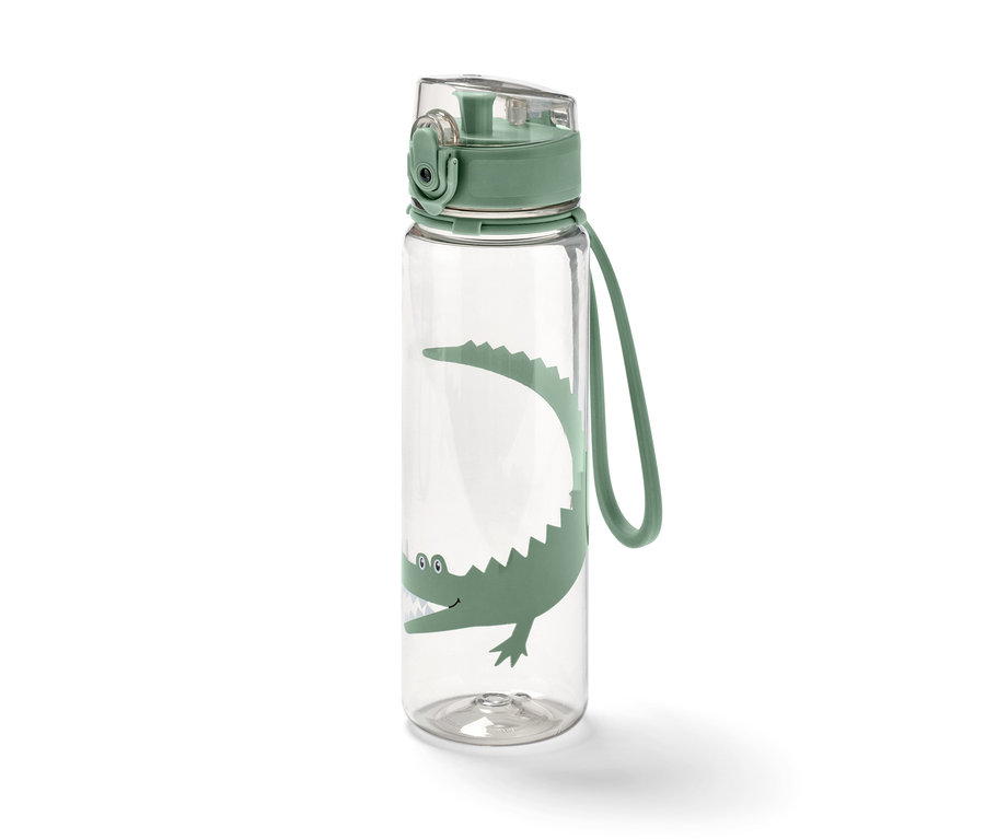 Béžová láhev na pití s potiskem krokodýla.