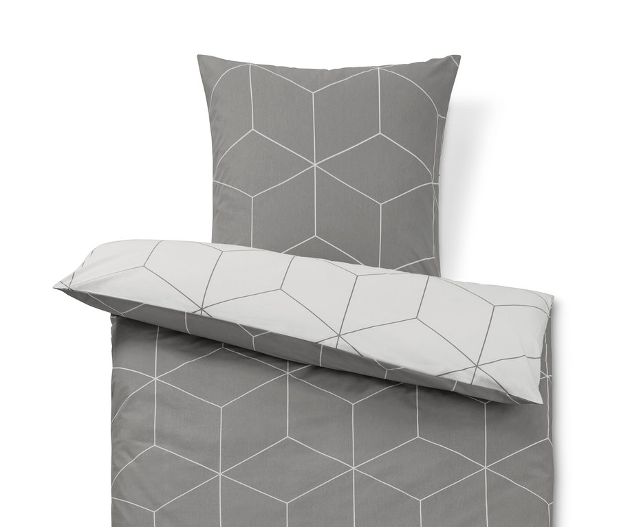 Šedé povlečení renforcé s geometrickým vzorem.