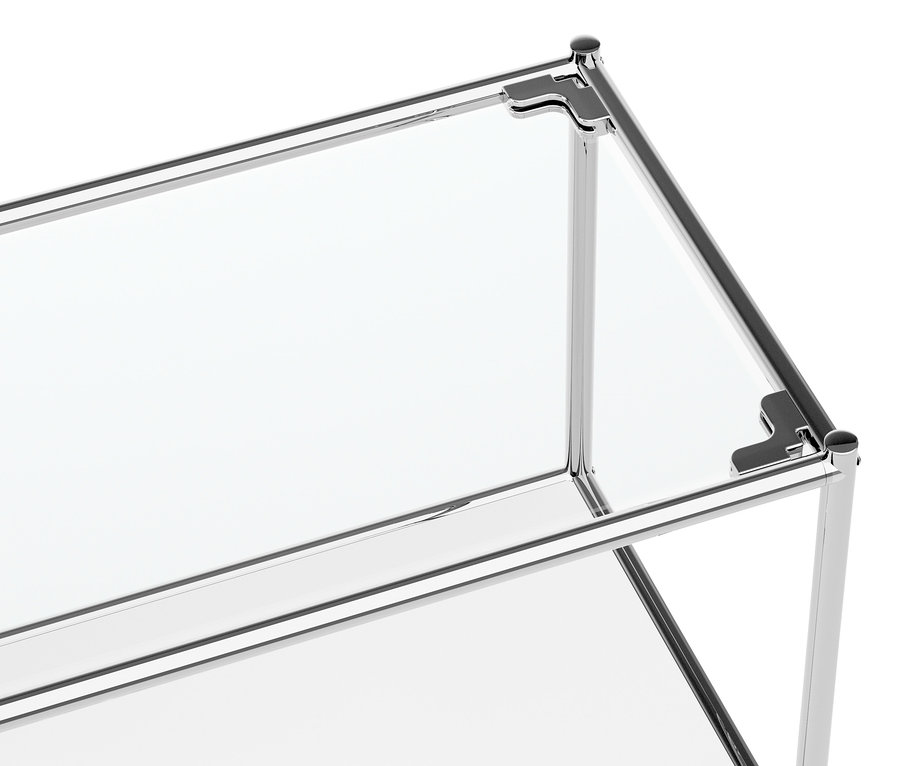 Detail kovové komody CN3 se 2 výklopnými dvířky, bílá.