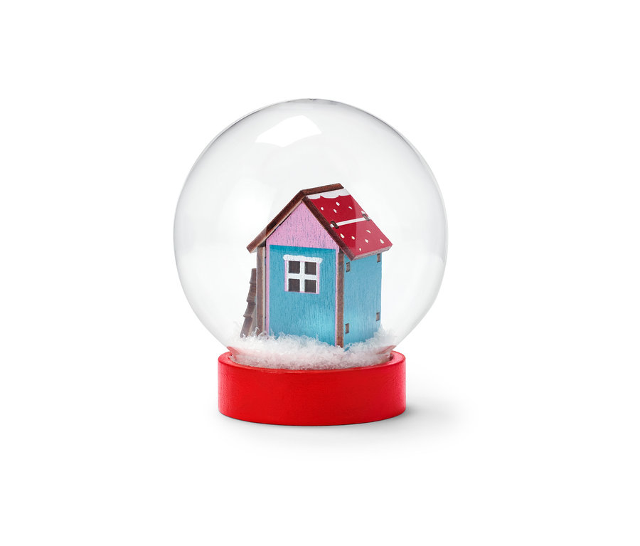 Sněžítko s LED s modrým domem.