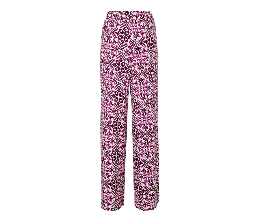 Kalhoty se širokými nohavicemi s potiskem, bobulová.