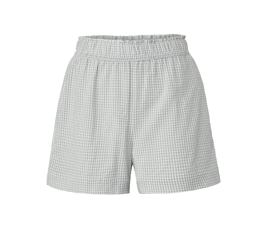 Kostkované tkané šortky s elastickým pasem.