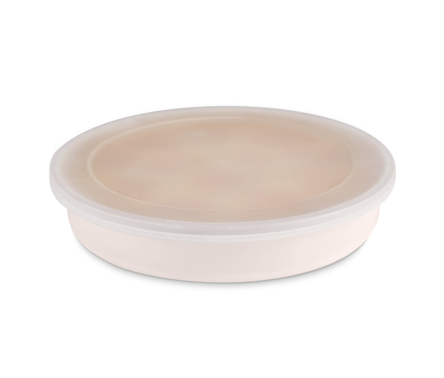 Smaltovaná forma na tarte s průhledným víkem.