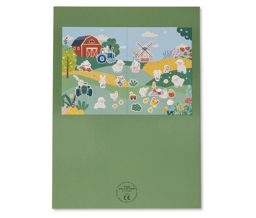 Archy samolepek s motivy farmy, včetně ovcí, větrného mlýna a traktoru.