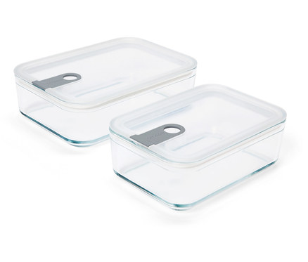 Skleněné multifunkční dózy s víkem, 2 ks