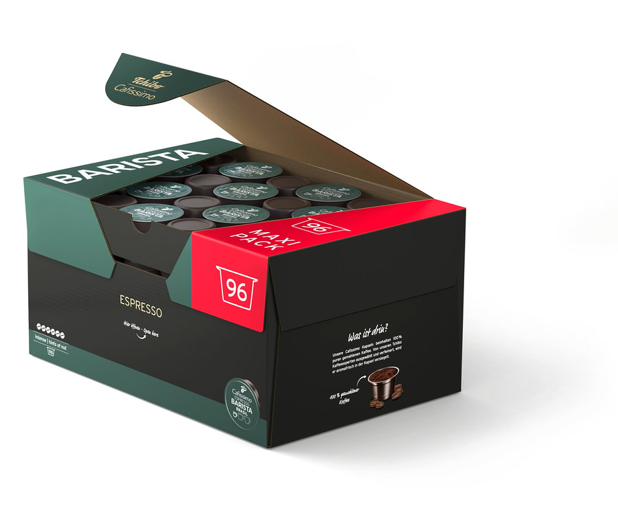 Otevřené balení kapslí Cafissimo Barista Espresso.