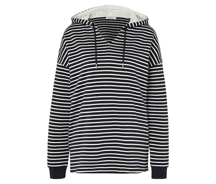 Mikina s kapucí, pruhy v tmavě modré barvě