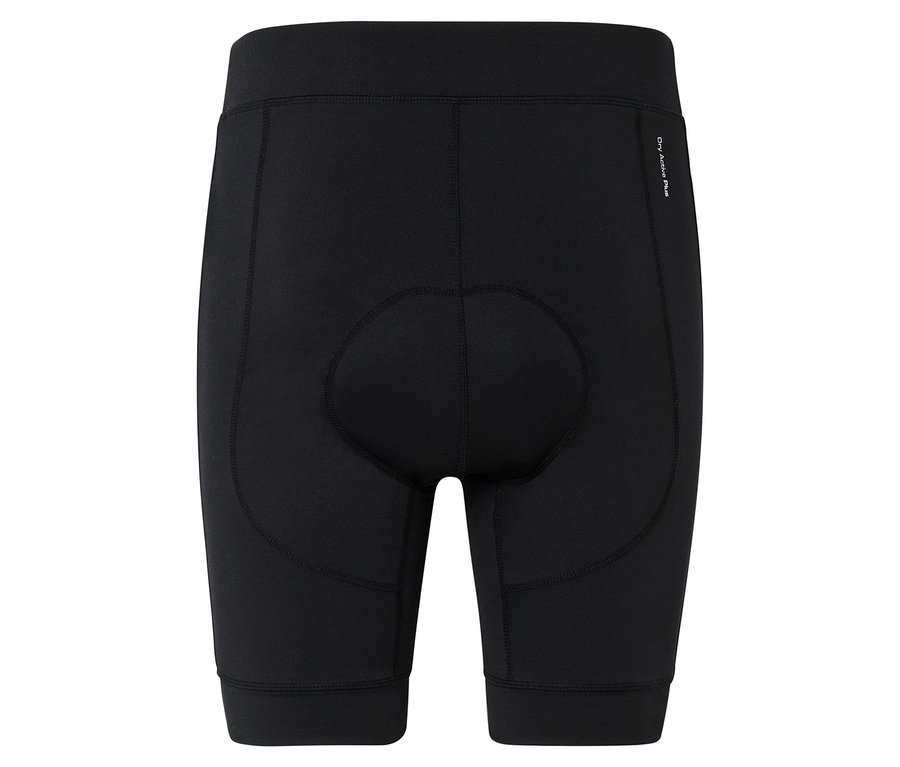 Černé cyklistické kraťasy s výstelkou, focené zezadu.