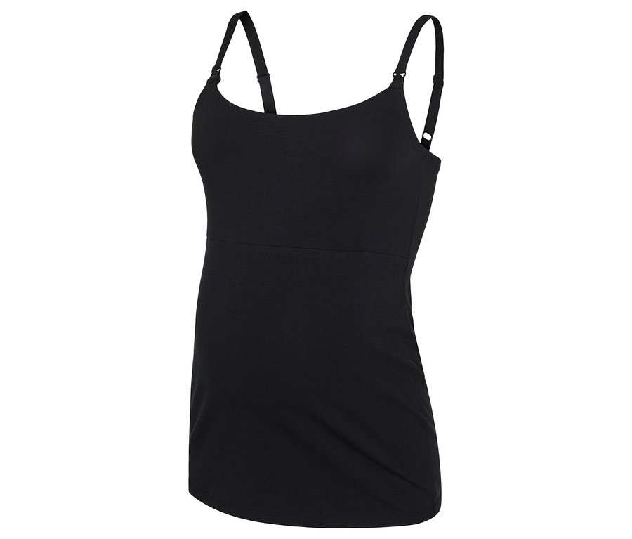 Černý těhotenský top MAMALICIOUS MLKERRIE STRAP JRS TOP 2F 2-P NOOS s nastavitelnými ramínky.