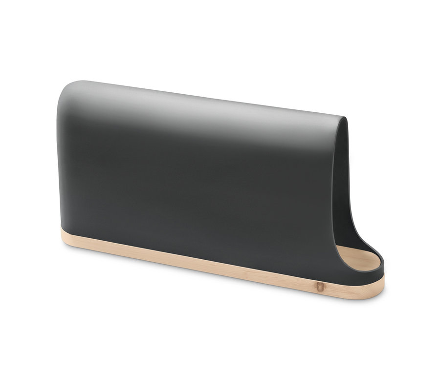 Šedý držák na mobilní telefon se stíněním proti záření a dnem ze dřeva borovice limba.