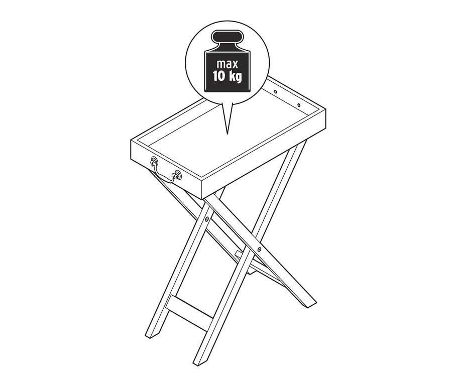 Ilustrace stolku s podnosem s maximální nosností 10 kg.