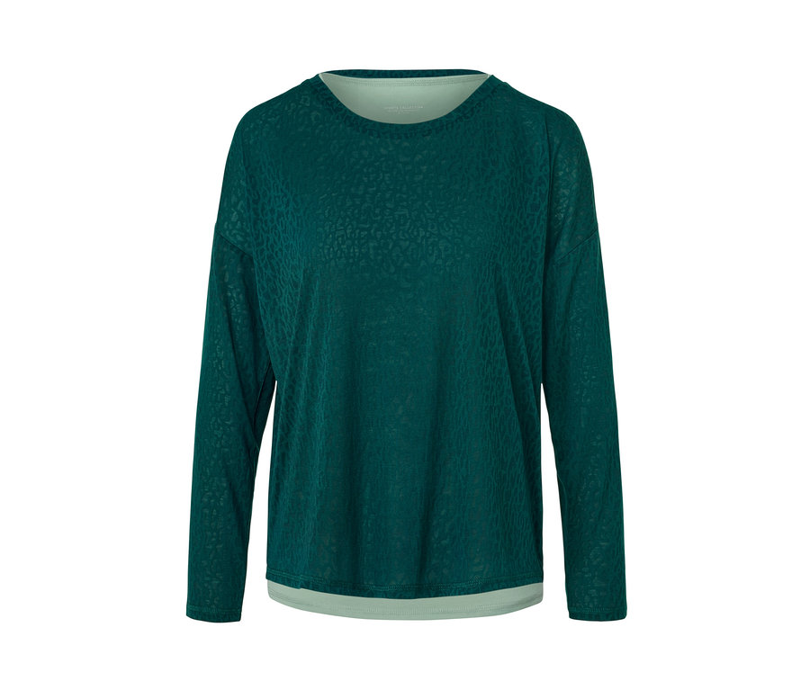 Zelené sportovní triko 2 v 1 s dlouhým rukávem.