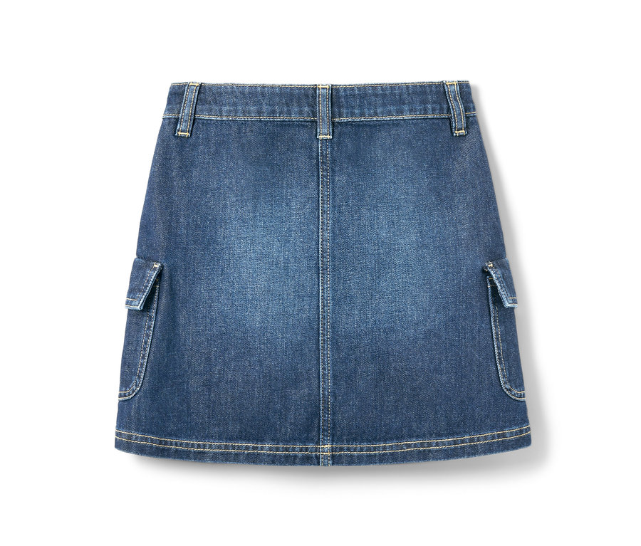 Modrá džínová sukně pro dívky s kapsami.