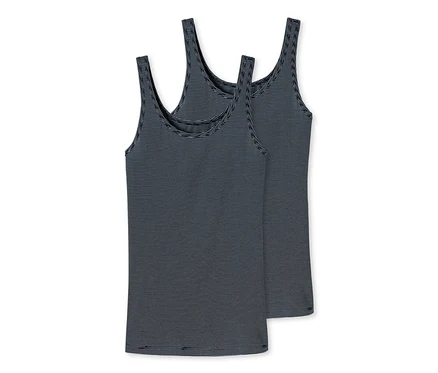 Dvě tmavě modrá tílka s proužky SCHIESSER s modalem, 2 ks.