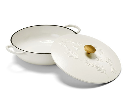 Litinová servírovací pánev, bílá