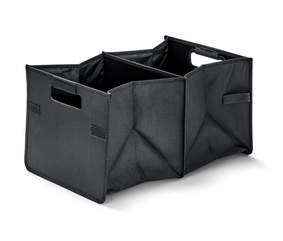 Černý skládací box do auta se 2 přihrádkami.