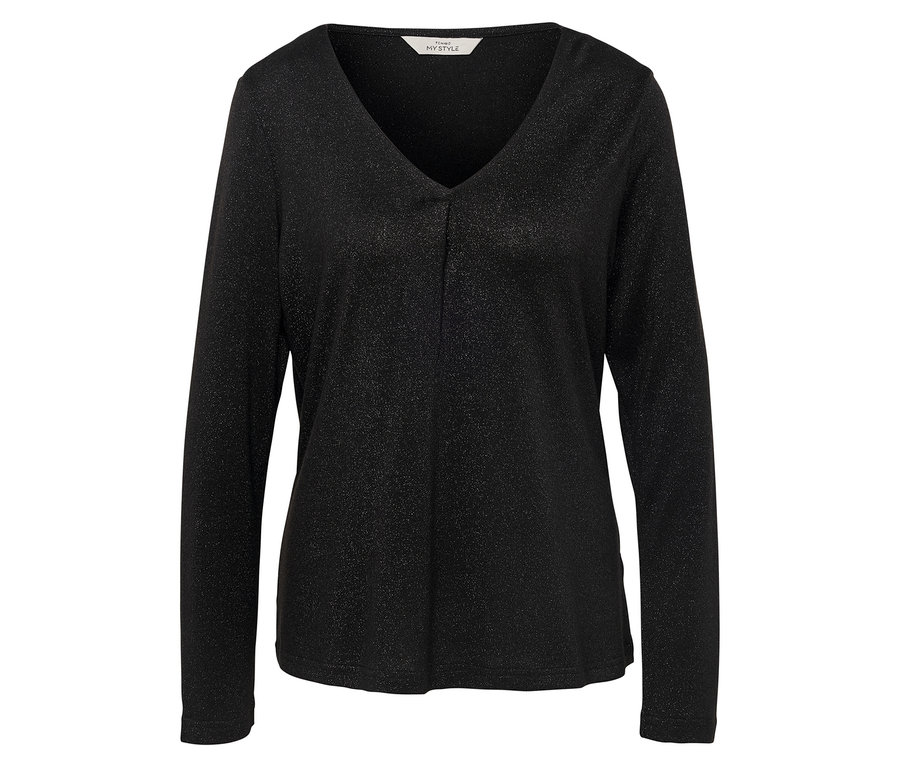 Černá blůza s dlouhým rukávem a výstřihem do V.