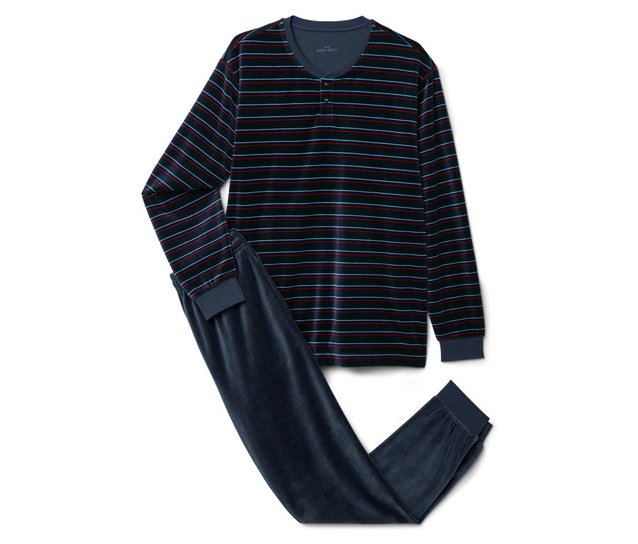 Pruhované pyžamo s dlouhým rukávem a kalhotami.