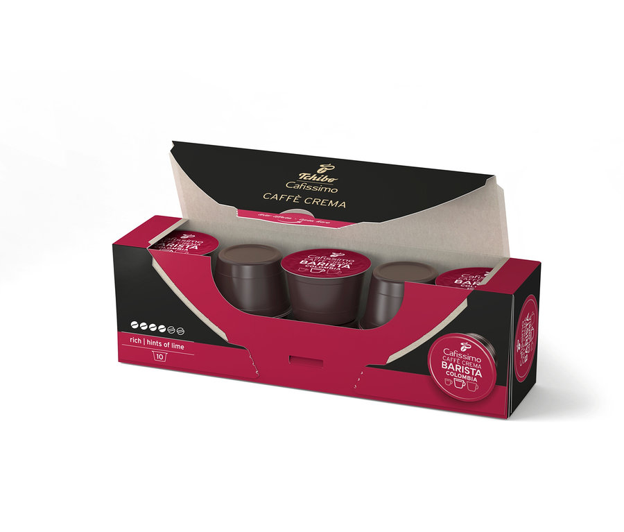 Balení kávových kapslí Cafissimo BARISTA Caffè Crema Colombia.