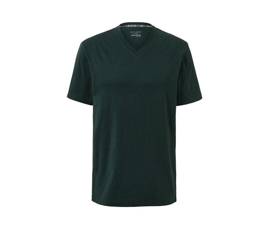 Tmavě zelené krátké pyžamo s véčkovým výstřihem.