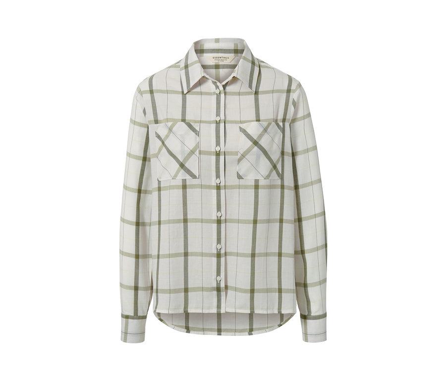 Kostkovaná halenka z bavlněného flanelu s dlouhými rukávy a dvěma náprsními kapsami.