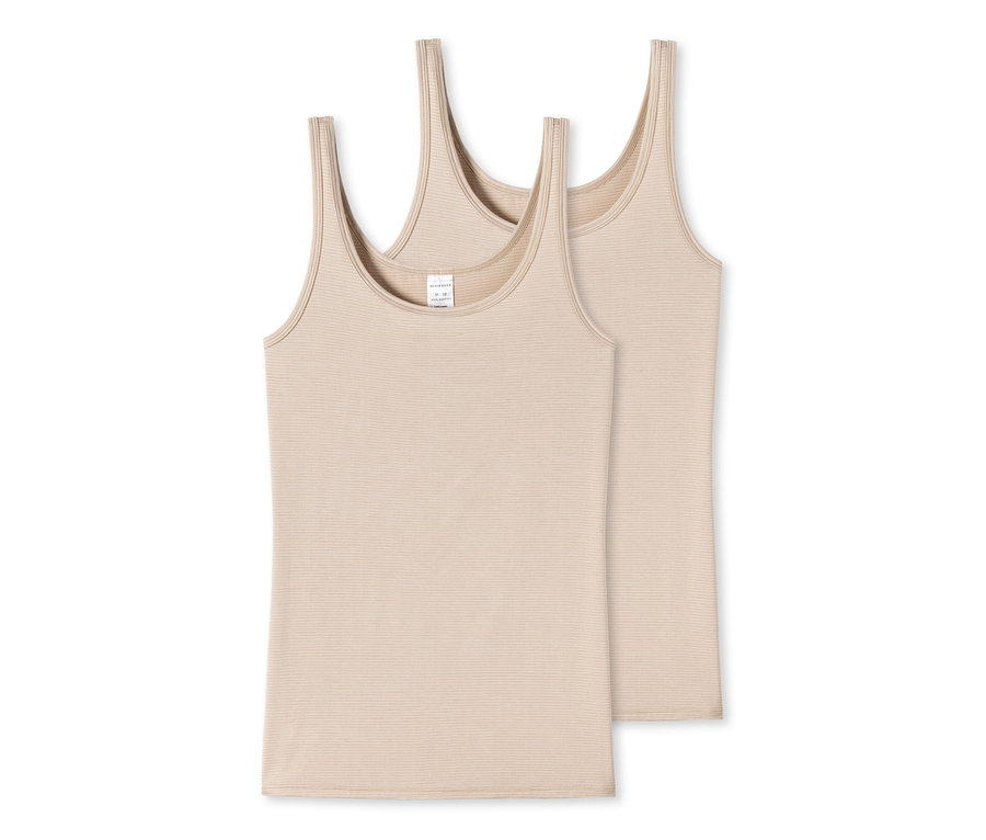 Dvě pískové proužkované tílka SCHIESSER s modalem.