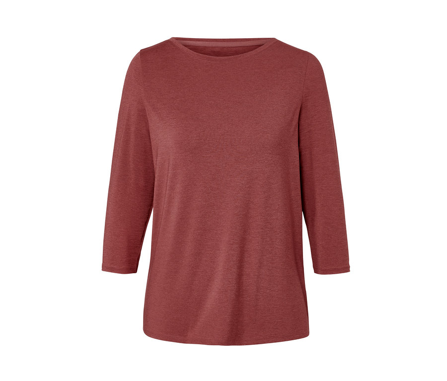 Terakotové funkční triko s 3/4 rukávy.