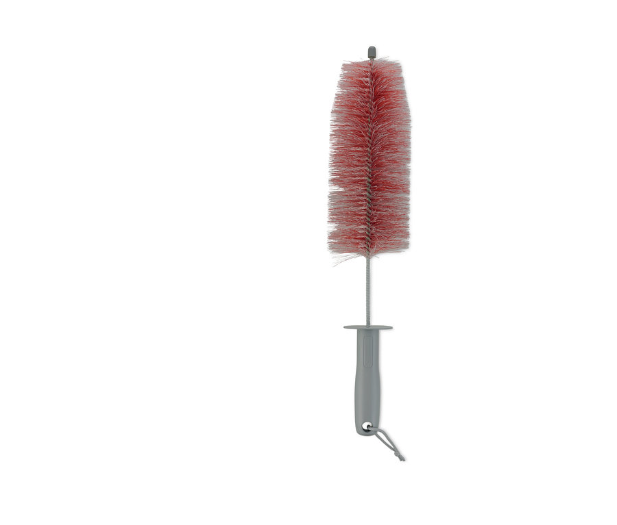 Univerzální štětka na čištění s červenými štětinami a šedou rukojetí.
