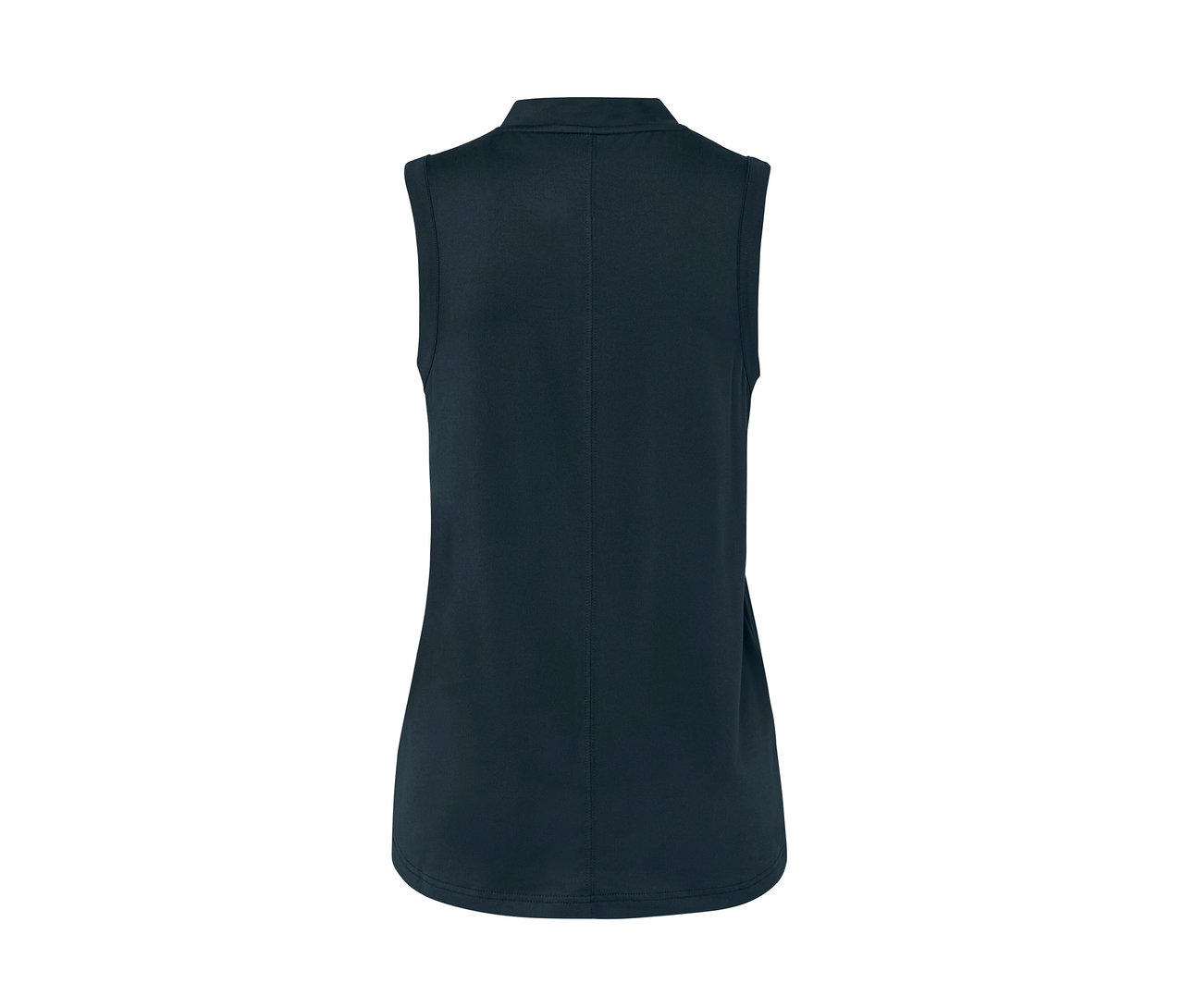 Tmavě modrý funkční top zobrazený zezadu.