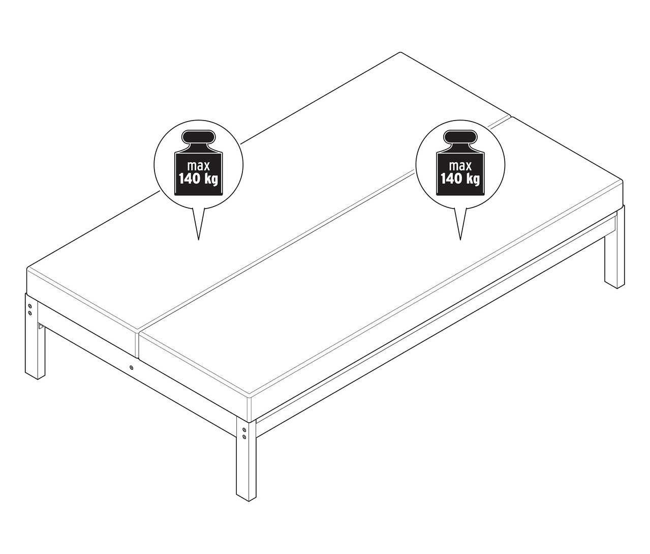 Zahradní lavice 2 v 1, kterou lze použít také jako dvojité lehátko.